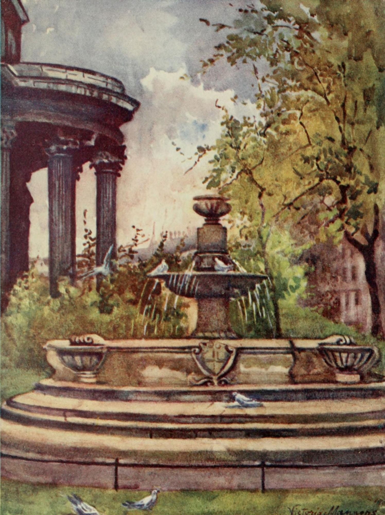 London Parks & Gardens 1907 St Pauls Churchyard Canvas Art - Lady V Manners (24 x 36)