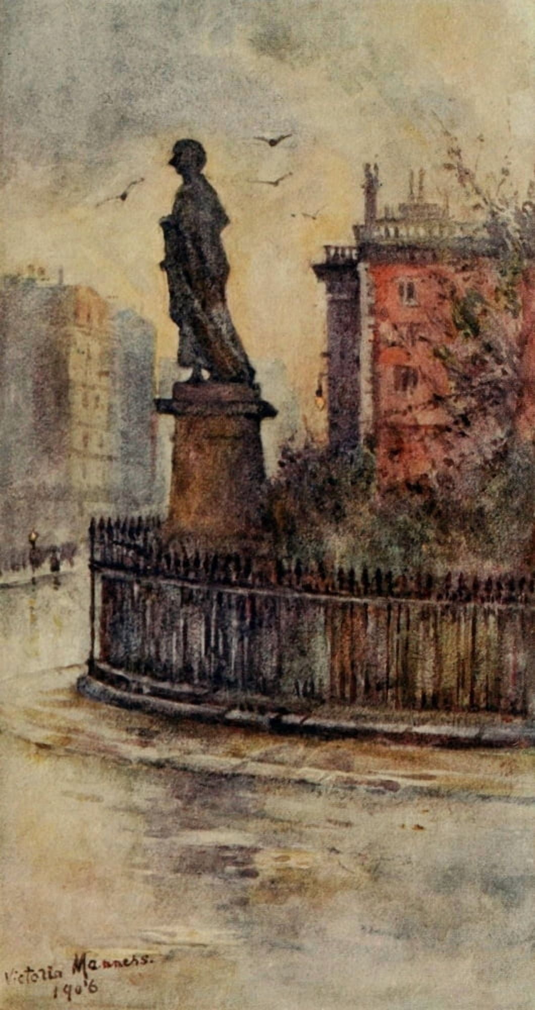 London Parks & Gardens 1907 Statue of Pitt Hanover Square Canvas Art - Lady V Manners (18 x 24)