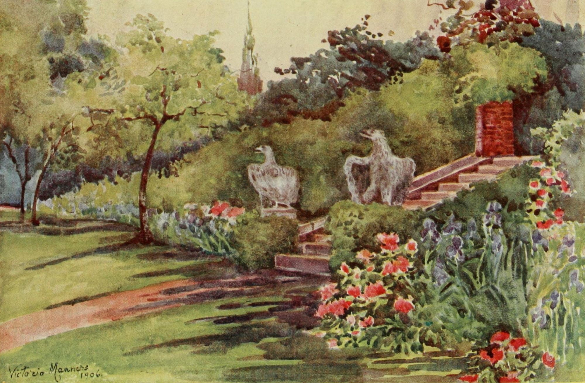 London Parks & Gardens 1907 Waterlow Park Canvas Art - Lady V Manners (24 x 36)