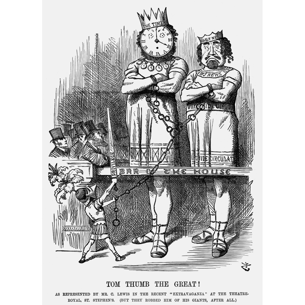 London Press 1875. N'Tom Thumb The Great' English Cartoon By Sir John ...