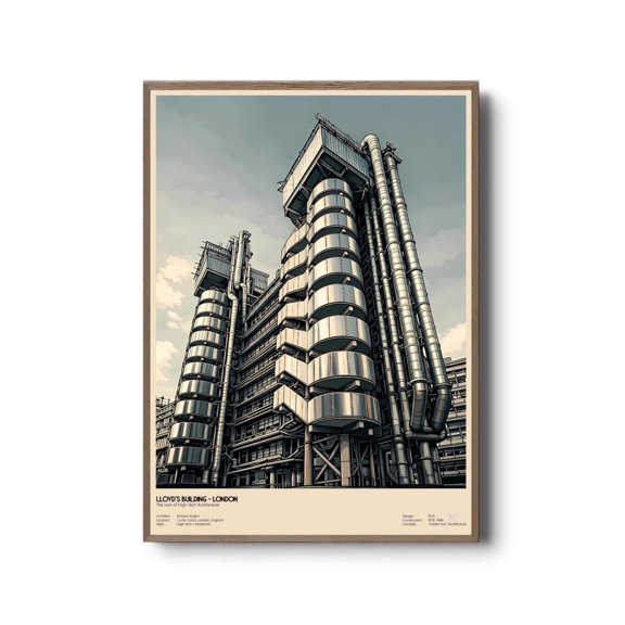 London Print In Retro Futurist Style High Tech Architecture Wall Decor Home Gallery Accent