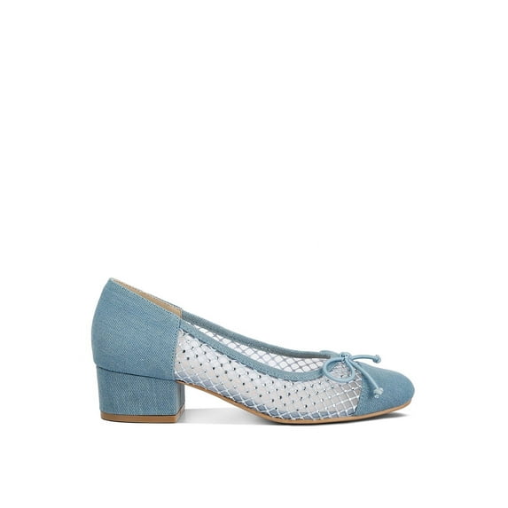 London Rag Womens Denim Rhinestone Pumps