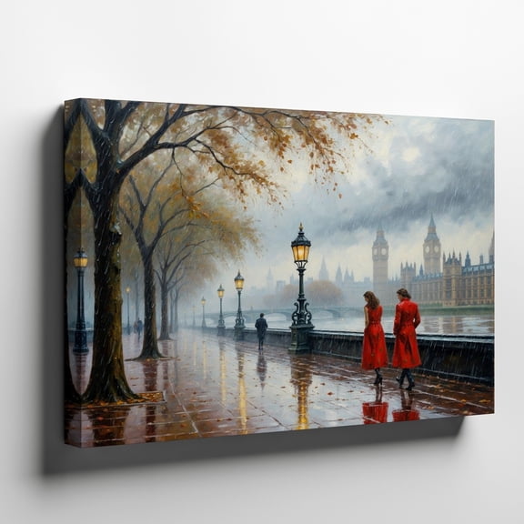 London Rainy Day Wall Art Print, Autumn Cityscape Decor