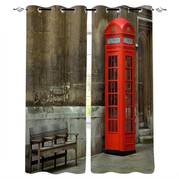 London Red TelephBooth Winter Dawn Snowy City England Britain Symbol Urban Scene Bedroom Living Kids Youth Roo