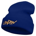 thumbnail image 1 of London Script Embroidered 12 Inch Long Knitted Beanie - Royal OSFM, 1 of 5