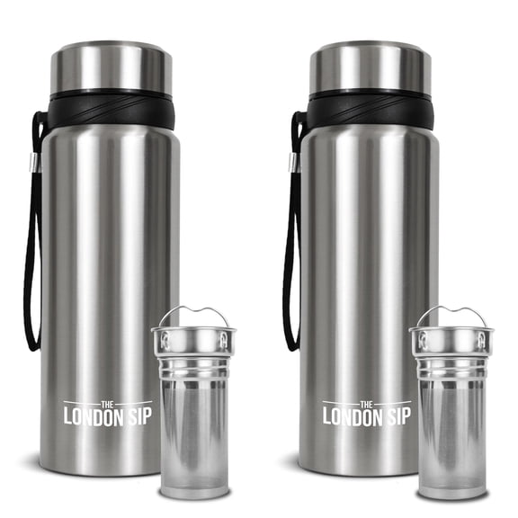 London Sip Infuser Bottle 2-Pack, 25oz, Silver