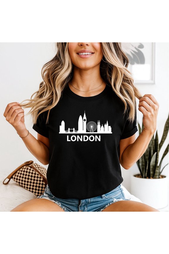 London Skyline Landmarks Womens T-Shirt Uk City Travel Tee All Size S-5XL