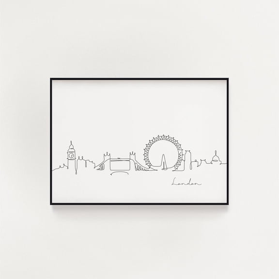 London Skyline Print Line Art Minimalist Wall Art City Skyscraper Fine Art Nordic Home Decor Sketch Print Landmark