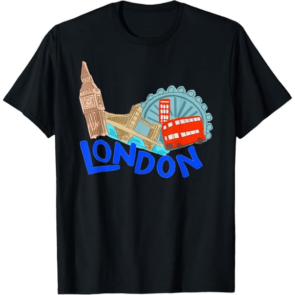 London Skyline UK United Kingdom Union Jack England Souvenir T-Shirt