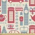 thumbnail image 1 of Ambesonne London Fabric by the Yard Upholstery, Popular British Culture, 10 Yards, Dark Coral Bluegrey, 1 of 4