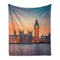 thumbnail image 1 of London Soft Flannel Fleece Blanket, Fairy View of Big Ben and Houses of Parliament at Dusk in London British Urban Town, Cozy Plush for Indoor and Outdoor Use, 60" x 80", Multicolor, by Ambesonne, 1 of 6