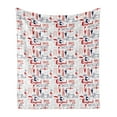 thumbnail image 1 of London Soft Flannel Fleece Throw Blanket, Sketch Artwork Country British Cultural Composition in Doodle Style, Cozy Plush for Indoor and Outdoor Use, 50" x 60", Vermilion Dark Blue, by Ambesonne, 1 of 5