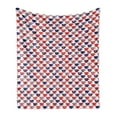 thumbnail image 1 of London Soft Flannel Fleece Throw Blanket, Tea Party Theme Flag Pattern Cups Traditional Drink Independence Day, Cozy Plush for Indoor and Outdoor Use, 50" x 70", Vermilion Navy Blue, by Ambesonne, 1 of 5