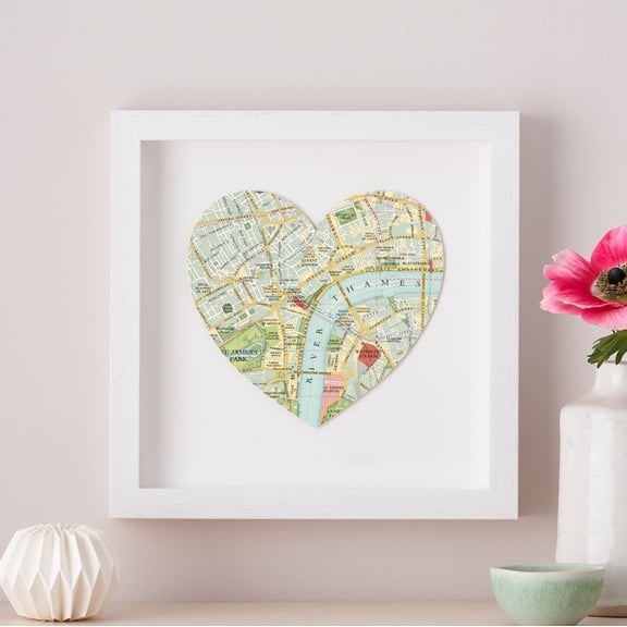 London South Bank Map Heart Print Handmade Wall Art