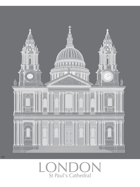 London St Pauls MonoChrome Poster Print - Funky Fab (24 x 36)