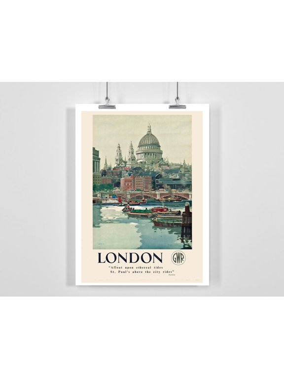 London St Pauls Travel Poster, Unframed Paper Poster 11x14in