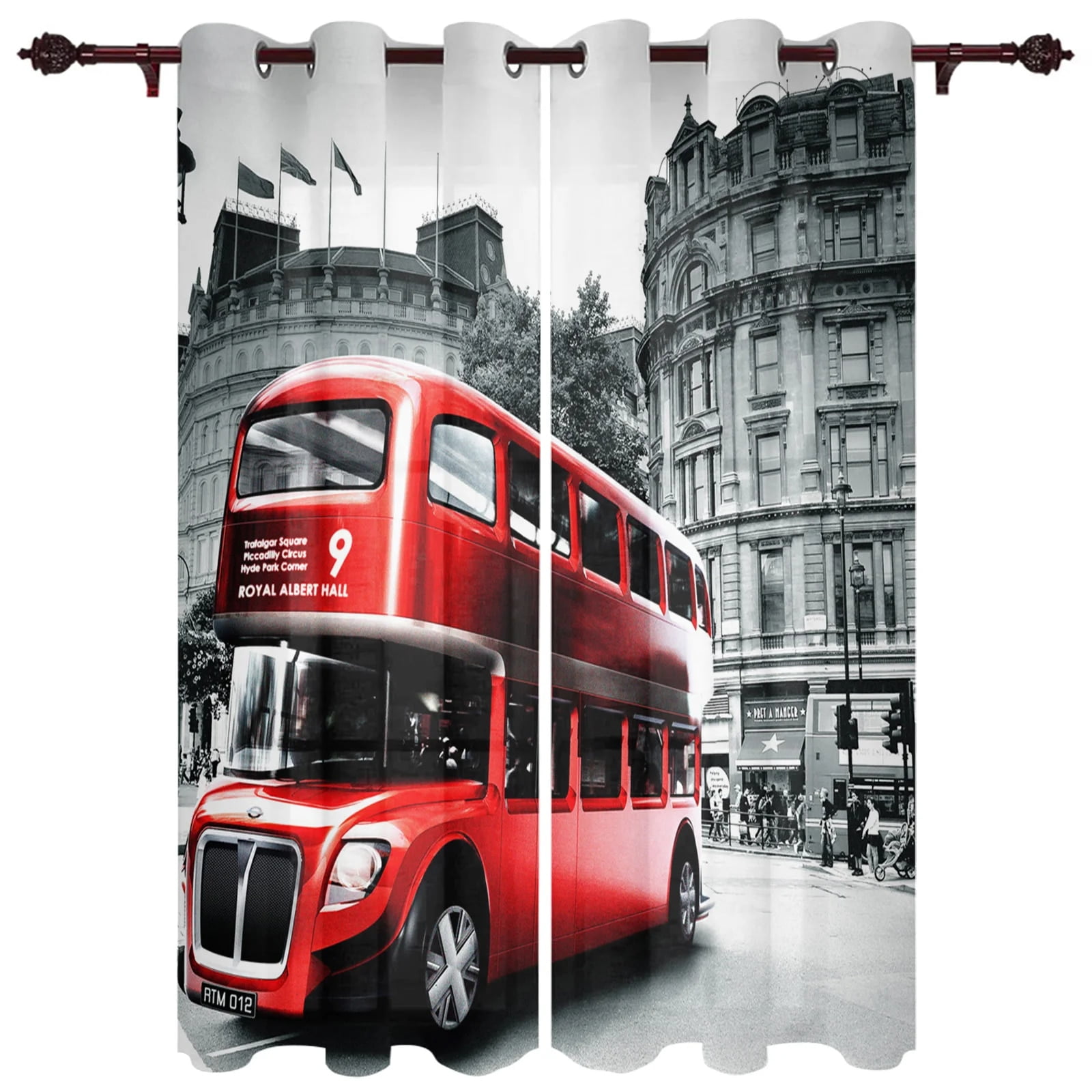 London Street Red Bus Big Ben Modern Window Blackout Curtains for ...