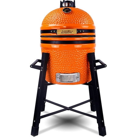 London Sunshine Ceramic Kamado Charcoal BBQ Grill -The Junior Series with Tall Stand (ORANGE)