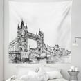 thumbnail image 1 of London Tapestry, Old Fashion London Tower Bridge Sketch Architecture British UK Scenery Art Print, Fabric Wall Hanging Decor for Bedroom Living Room Dorm, 5 Sizes, Black White, by Ambesonne, 1 of 1
