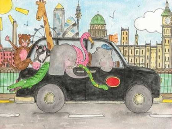 London Taxi Canvas Art - Milly Green (18 x 24)