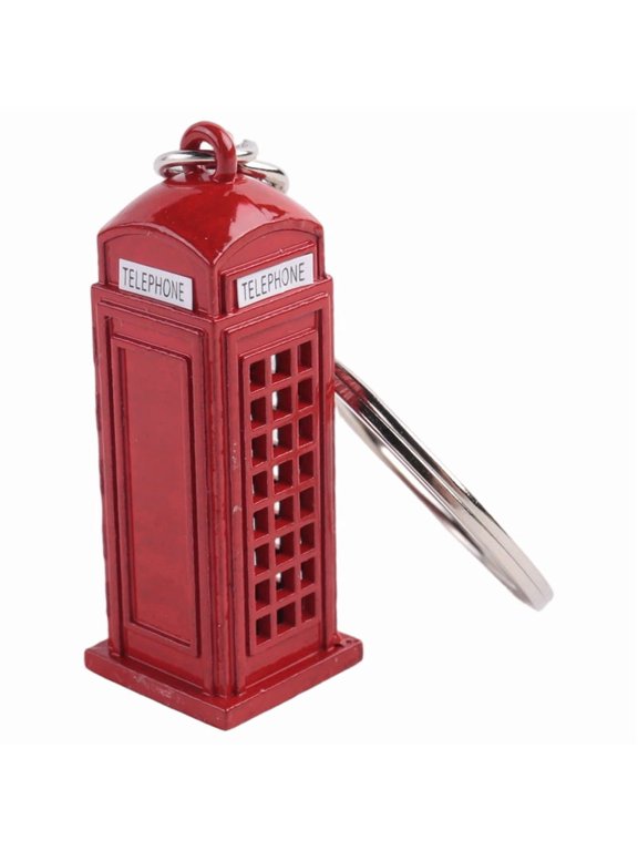 London Telephone Booth Keychain - Red Zinc Alloy 4.8 x 1.4 cm, 1 Piece Gift