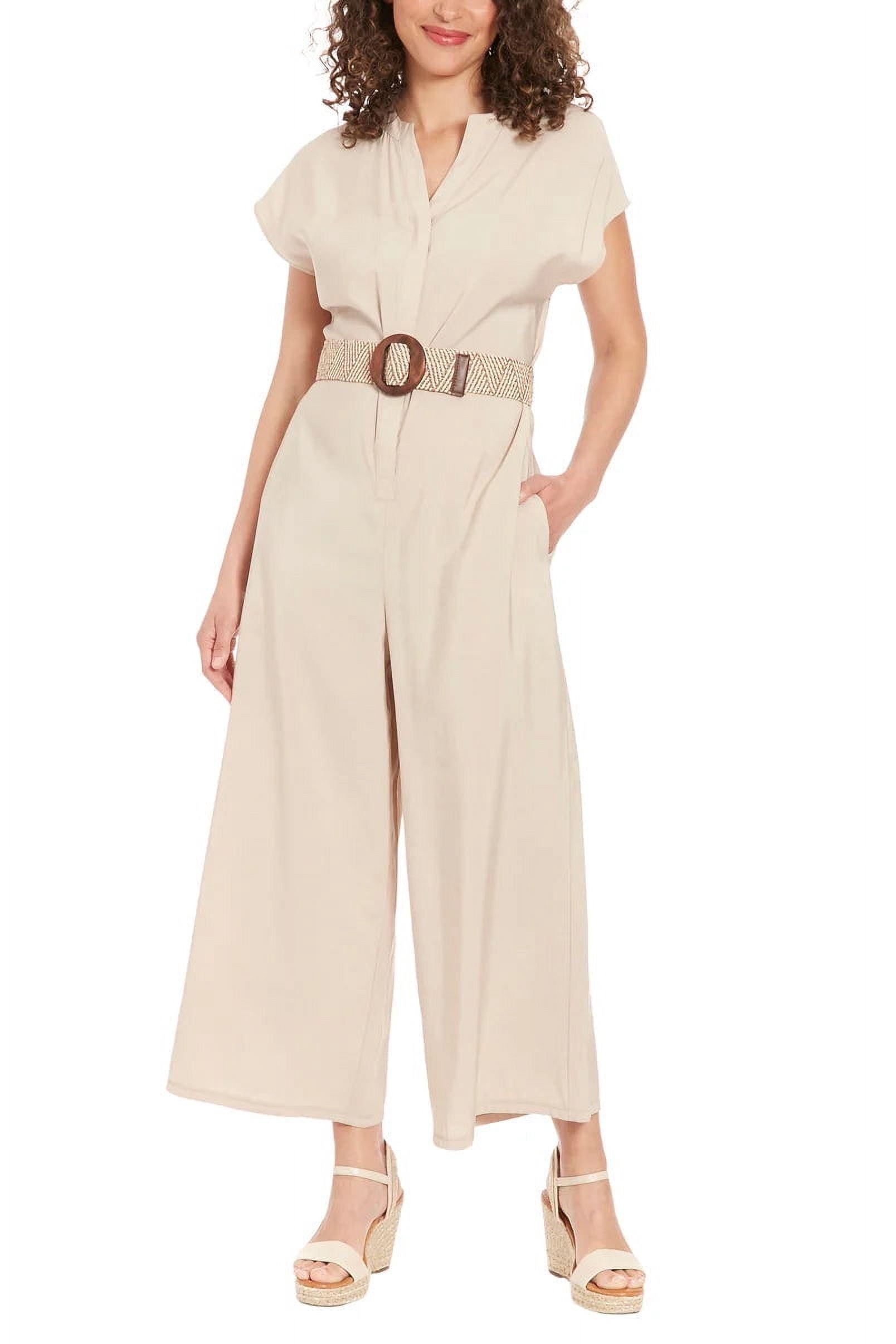 Wide Leg Jumpsuit - Beige