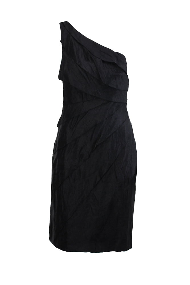 london times one shoulder dress London Times Ruched One Shoulder Asymmetrical Dress