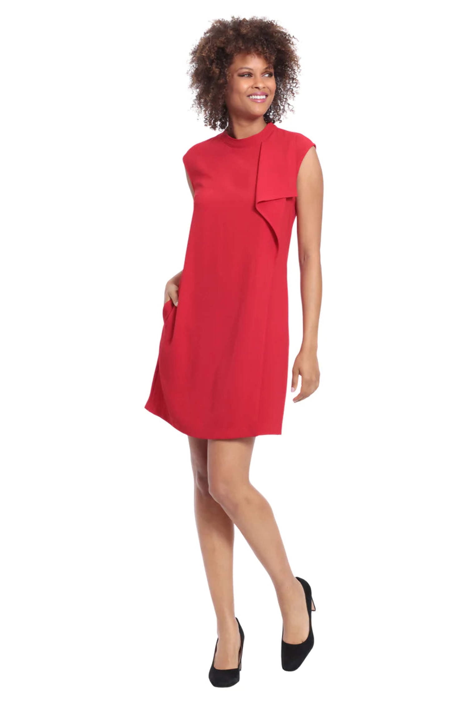 london times red dress Women's London Times Tie-Neck Fit and Flare Dress