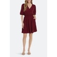 thumbnail image 1 of London Times V-Neck Faux Button Front 3-4 Sleeve Elastic Cuff’s Elastic Waist A-Line Dress-OXBLOOD / 12, 1 of 2