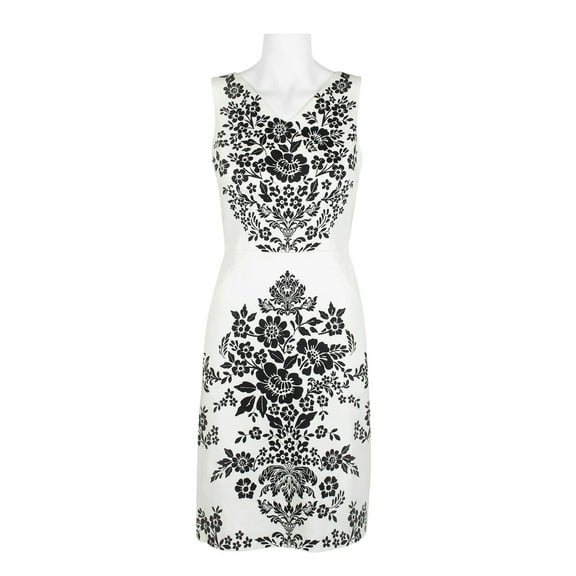 London Times V-Neck Sleeveless Floral Print Dress