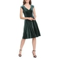 thumbnail image 1 of London Times V-neck ruched cap sleeve fluttering skirt velvet dress by Curated Brands, 1 of 3