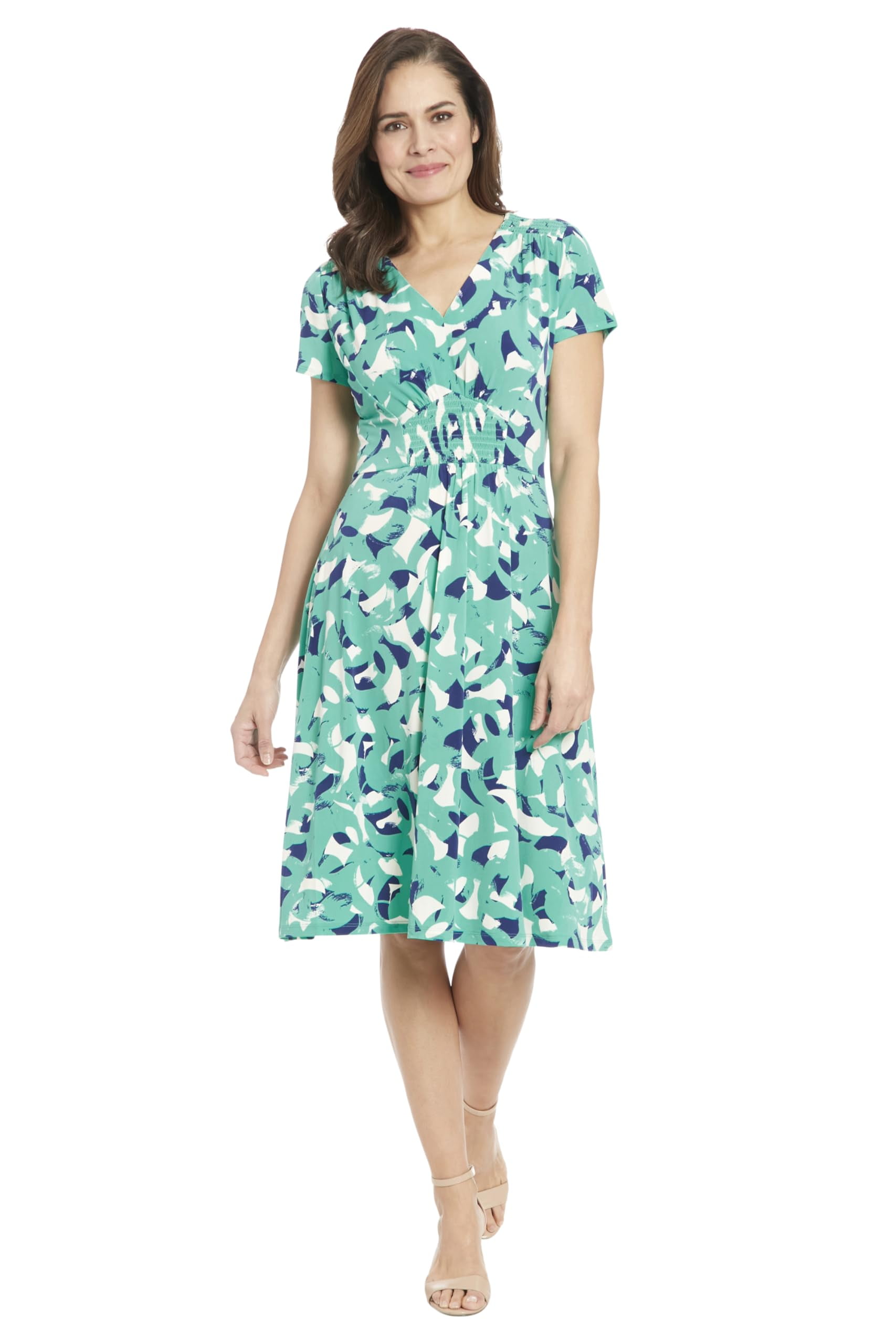 London Times Women's Dresses V-Neck Short Sleeve Women, Spectra Green/Navy, 1X London Times Women's Dresses V-Neck Short Sleeve Women, Spectra Green/Navy, 1X