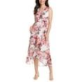 thumbnail image 1 of London Times Women's Floral Pint Side Tie Ruffle Wrap Maxi Dress (Ivory, 8), 1 of 5
