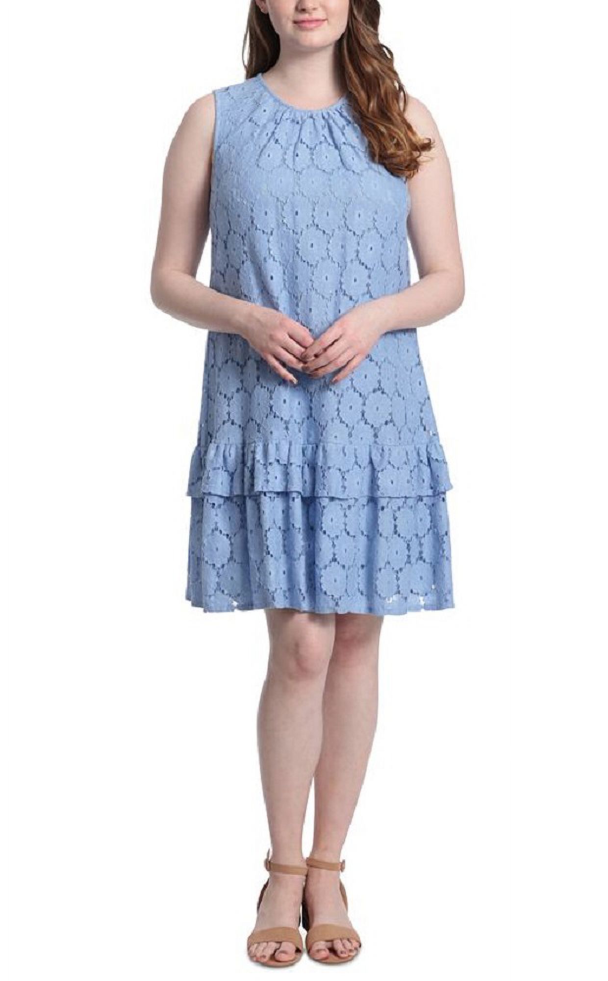 London Times Women's Lace Shift Dress Blue Size 10Petite - Walmart.com