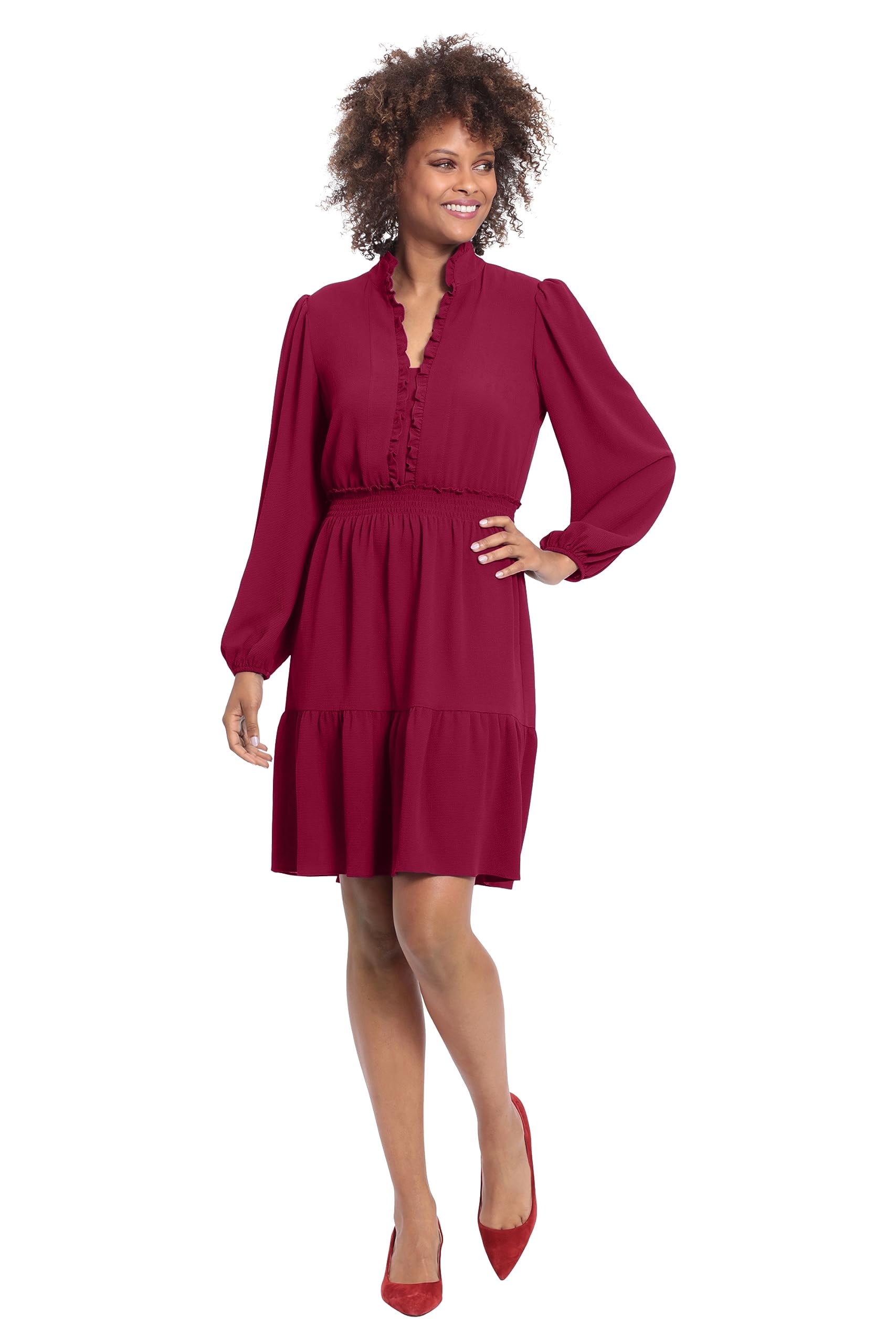 sachin and babi light blue dress London Times Plus Size Puff-Sleeve Tie-Waist Dress - Navy