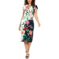 London Times Womens Floral Print Midi Sheath Dress