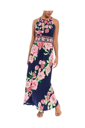 london times dresses London Times Women's Dresses Sleeveless Jewel Neck Pleat Tuck Maxi Dress | Plus Sizes