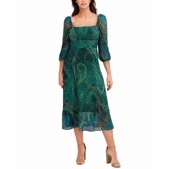 London Times womens  Midi Dress, 4, Green