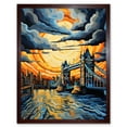 thumbnail image 1 of London Tower Bridge Dramatic Sunset Vibrant Artwork Blue Orange River Thames England Cloudy Sky Art Print Framed Poster Wall Decor 12x16 inch, 1 of 5
