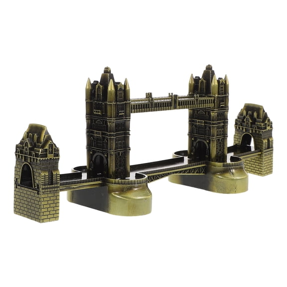 London Tower Bridge Metal Sculpture Model European Style Craft Souvenir Ornament for Home Office Decor and Photography Props