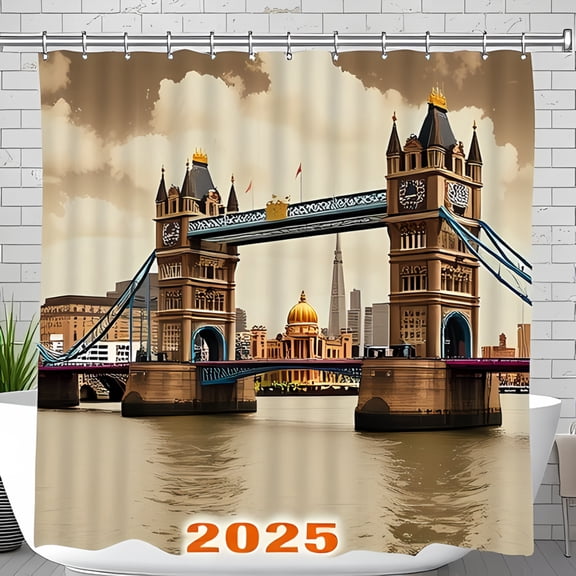 London Tower Bridge Shower Curtain - Stunning Gothic Design with Iconic & Dramatic Clouds - Perfect for Bathroom Decor 2025 Edition
