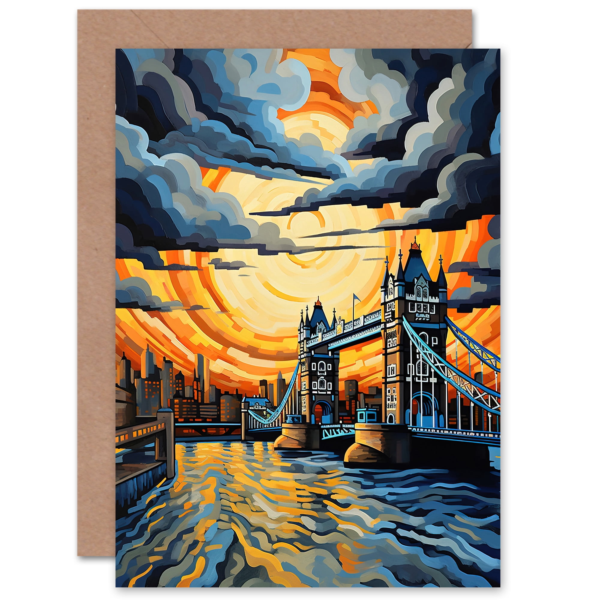 Biglietto D'Auguri Artistico Artery8 - Alba Astratta - 17,5x12,5 Cm Con Busta - Bianco Interno Per Messaggio Personale - Per Lui O Lei, Compleanno, Ringraziamento - 2