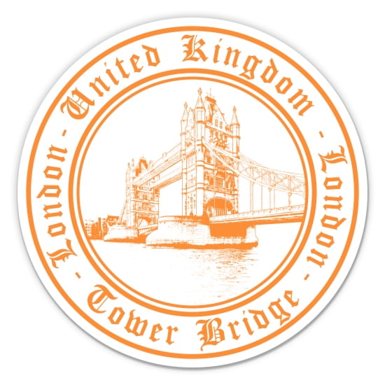 London Tower Bridge Travel Stamp - 12" Vinyl Sticker Waterproof Decal