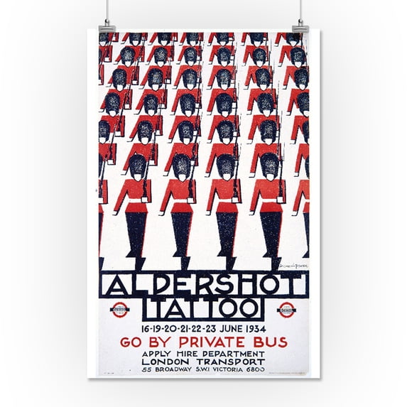London Transport - Aldershot Tattoo Vintage Poster (artist: Andrew Power) England c. 1934 (16x24 Giclee Gallery Print, Wall Decor Travel Poster)