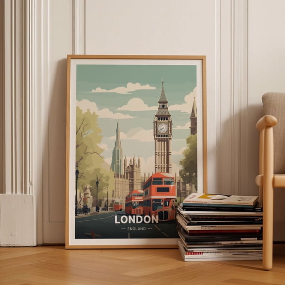 London Travel Big Ben Clock England Wall Decor, Unframed Paper Poster 8x10in