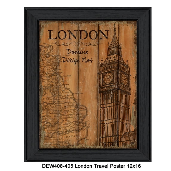 TrendyDecor4U London Travel Poster By Debbie Dewitt Printed Wall Art DEW408-405