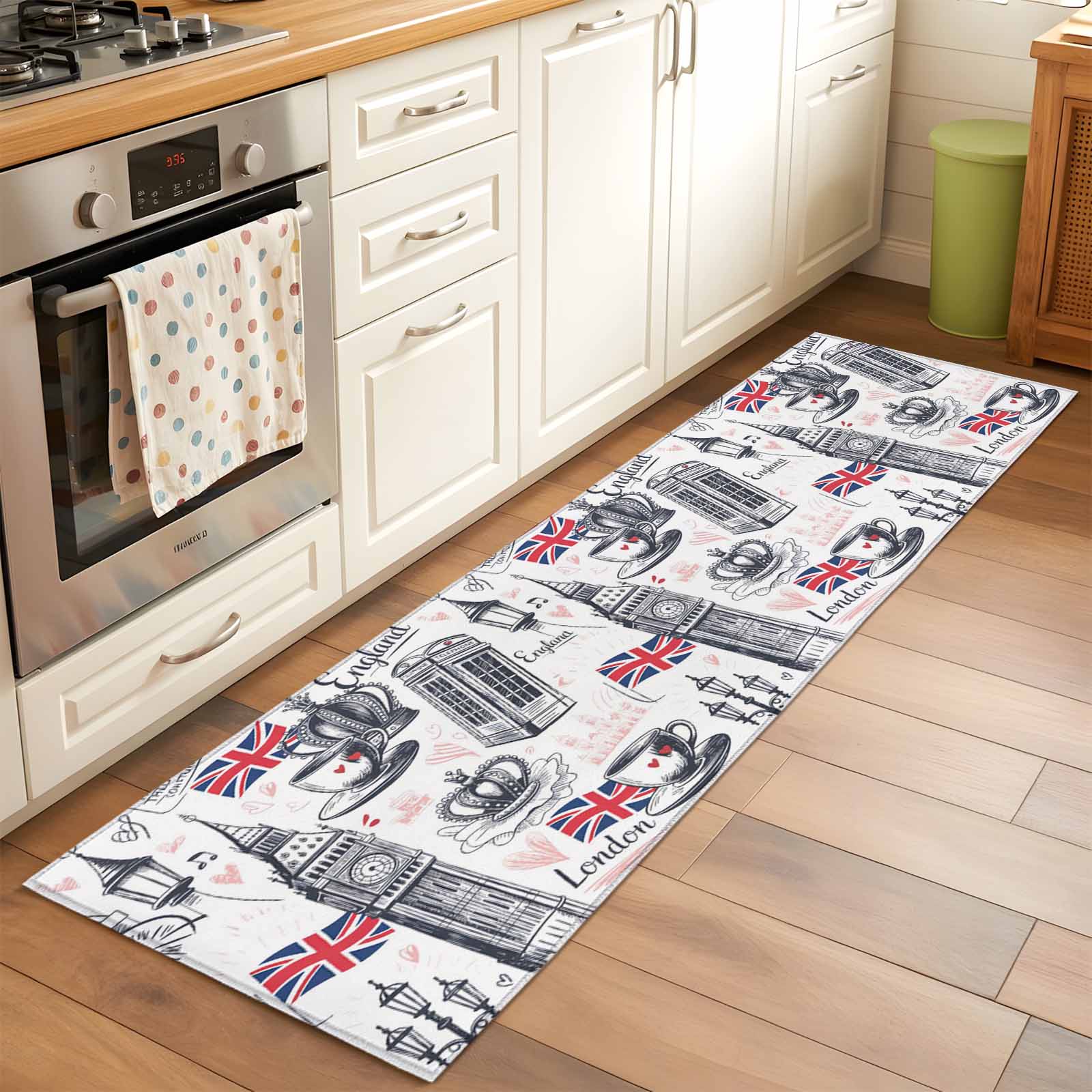 Telephone Rug London UK 2x6 Runner Rug for Hallway Walkway Kitchen Galley, Coffee ...