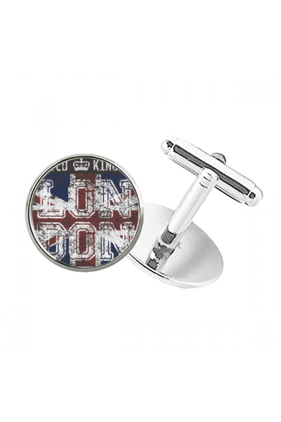 London UK England the Union Jack Flag Mark Round Button Cuff Clip Stud Cufflinks