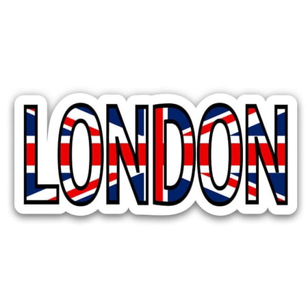 London UK Flag Letters Travel - 3" Vinyl Sticker - For Car Laptop Water Bottle Phone - Waterproof Decal