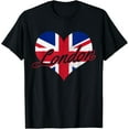 thumbnail image 1 of London UK United Kingdom Union Jack Heart England Souvenir T-Shirt mens t shirt，black，women，funny，misfits，men，journey，t-shirt, 1 of 4